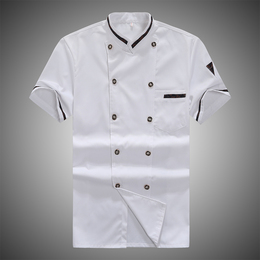 厨师服短袖 夏季酒店厨师服短袖新款厨师工作服 双排扣厨师服装