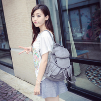 2015夏新款水洗皮pu学院风双肩包书包女韩版潮休闲大容量旅行背包