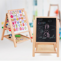 儿童实木双面木制磁性画板画架婴儿小黑板白板写字板宝宝套装玩具