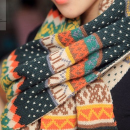 保暖波西米亚风小鹿韩国加厚双面秋冬天毛线针织围巾女士披肩两用