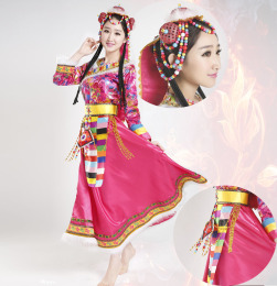 新款藏族舞蹈服女少数民族服装舞台演出服成人西藏表演服高档长裙