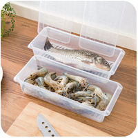 鱼盒 冰箱海鲜食物沥水保鲜盒 蔬菜保鲜盒 密封收纳盒带沥水垫子
