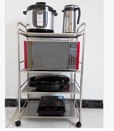 厨房用品烤箱架微波炉架子不锈钢收纳架锅架火锅店菜架厨房置物架