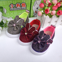 2015韩版公主春秋款低帮亮片兔耳朵儿童女童鞋子帆布鞋中小童单鞋