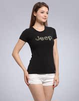 Jeep吉普正品女装新款印花logo短袖修身弹力圆领t恤WS12KT336