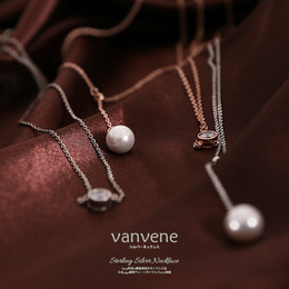 VANVENE18K珍珠项链 日本单颗裸钻气质 百搭锁骨链时尚配饰VXL20