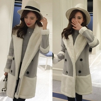 2015新款冬装韩版棉衣保暖加厚羊羔毛外套女装中长款麂皮绒大衣潮