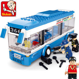 小鲁班拼装积木玩具汽车 小颗粒城市巴士系列 6-7-8-10岁儿童玩具
