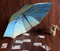 限时特价地图花纹长柄伞 烤漆防锈地图长柄自动伞 遮阳伞晴雨伞