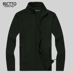 Rictto/尼斯图男士立领毛衣加厚开衫长袖商务针织羊毛衫大码外套