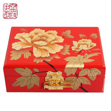 拉薇首饰盒 手绘漆器 中国风 复古 带锁 木胎 饰品盒 结婚礼物