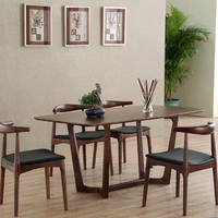 北欧日式实木餐桌 现代简约原木小户型长方形6人饭桌椅组合