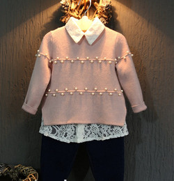 童装毛衣女儿童装针织衫两件套女童新款毛衣时尚可爱珍珠毛衣品牌