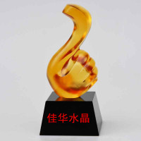 新款高档琉璃水晶奖杯 大拇指 销售冠军 公司年会活动礼品 奖牌