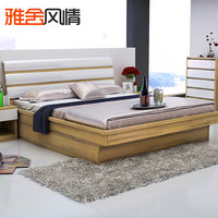 雅舍风情 床 板式床 简约现代北欧 白色烤漆的架子床双人床1.8米