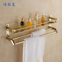 欧式浴室五金挂件金色双层不锈钢卫浴置物架卫生间壁挂三层收纳架