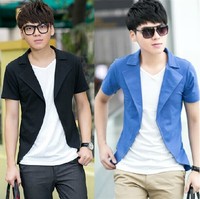 非主流韩版男装 2015夏装新款潮男假两件半袖上衣服男短袖t恤男潮