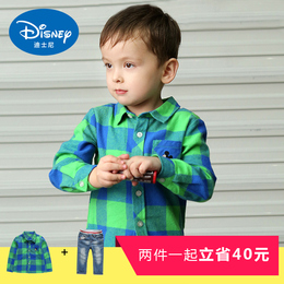 迪士尼2016秋新款男童长袖衬衫格子衫儿童衬衣宝宝童装 潮