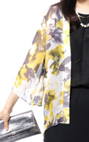 CAS#2015夏100%真丝桑蚕丝蝙蝠袖印花和风宽松防晒罩衫上衣女现货
