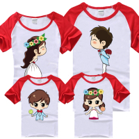 结婚亲子装夏装全家装一家三口四口沙滩短袖T恤夏季韩版照全家福
