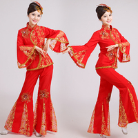 新款秧歌服  广场舞民族舞蹈服 中老年 扇子舞腰鼓演出服2015红色
