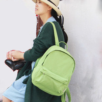 手工原创帆布双肩包森系韩版背包纯色学生书包大容量旅行包女