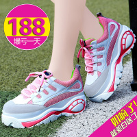 莫蕾蔻蕾 运动女鞋平底松糕跟单鞋女系带网纱休闲鞋女PTC5186-1
