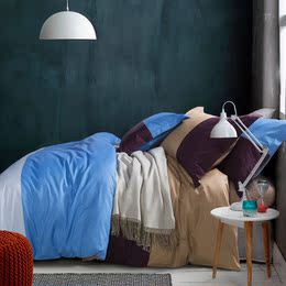 纯色撞色全棉被套床单四件套床上用品纯棉三件套单双人床1.8m1.