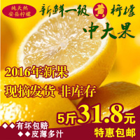 【特价优质中大果】16年现摘安岳新鲜黄柠檬水果黄柠檬5斤装包邮