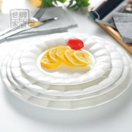 创意餐具陶瓷鱼盘纯白家用蒸鱼盘菜盘碟子 玫瑰平盘