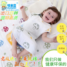 婴儿睡袋夏季薄款 新生儿纯棉防踢被宝宝无袖四层蘑菇纱布睡袋