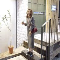 2016韩国代购毛衣秋冬套装半身长裙两件套针织上衣和高腰毛线长裙