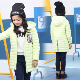 韩版女童羽绒服中长款2016新款童装宝宝儿童连帽白鸭绒外套冬季