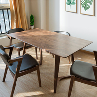 现代实木餐桌椅组合6人实木现代家用吃饭桌 实木长方形桌简约现代