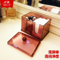 创意透明亚克力化妆棉盒化妆品棉签收纳盒桌面有盖首饰盒子储物盒