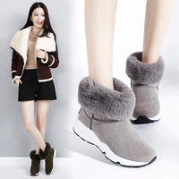 2016韩版潮冬季新款女鞋羊皮毛一体雪地靴运动休闲毛口保暖棉靴子
