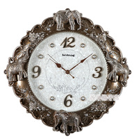 欧式复古招财大象挂钟客厅家居时钟创意装饰时尚静音石英钟钟表