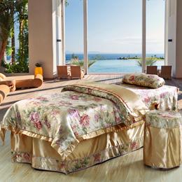 美容床罩田园风格 spa会所美容床罩四件套 美容美体床美容四件套