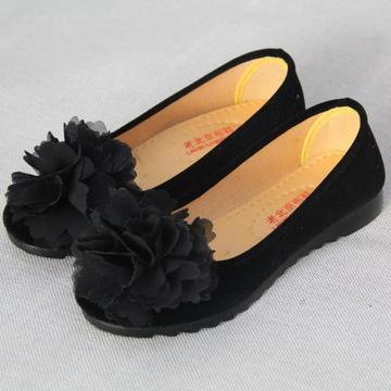 正品老北京布鞋春秋黑色花朵布鞋工作鞋 超轻聚氨酯底