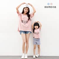 亲子装T恤夏季母女装2016新款韩版米奇卡通印花女童短袖儿童T恤