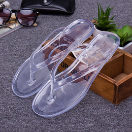 夏季人字拖女平底透明沙滩鞋女凉鞋防滑夏天水晶韩国浴室拖鞋塑料