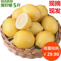【急速抢】29.9元净重5斤装新鲜黄柠檬现摘安岳柠檬四川水果包邮