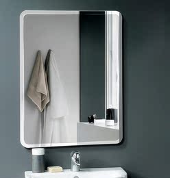 简约浴室镜子壁挂粘贴圆角无框卫生间化妆洗漱镜防水防潮特价包邮