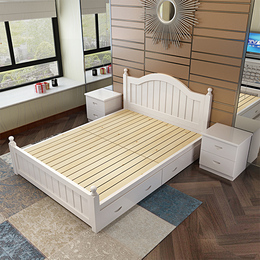 实木床白色松木床1.5 简约现代单人床1.2m欧式公主床双人床1.8米