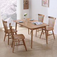 北欧经典原木色胡桃色日式创意餐桌椅组合现代简约实木长方形饭桌