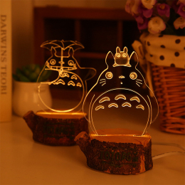 卡通创意龙猫LED小夜灯浪漫USB床头灯生日礼品物相框摆件3D立体照