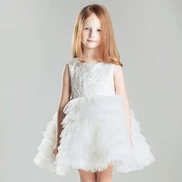 六一儿童钢琴公主蓬蓬裙春夏白色花童婚纱拍照女童主持人演出礼服