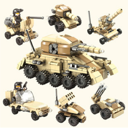 高品质六合一小颗粒军事积木坦克飞机模型拼装玩具男孩益智6-10岁