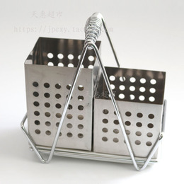 不锈钢筷笼子加厚方形筷筒挂式沥水双筒筷子笼盒套装创意筷子架