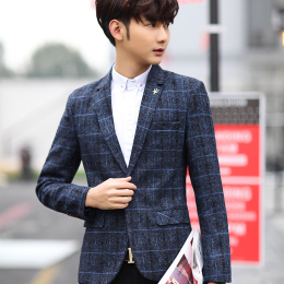 男士薄款西装韩版修身小西服男上衣青少年男装秋季休闲学生外套潮